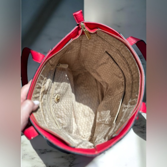 Charming Charlie Red Vegan Leather Tote Shoulder Bag - Picture 5 of 8